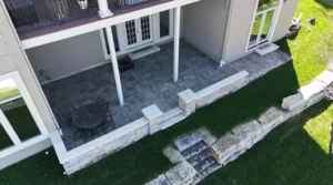 aerial view of a hardscaping project
