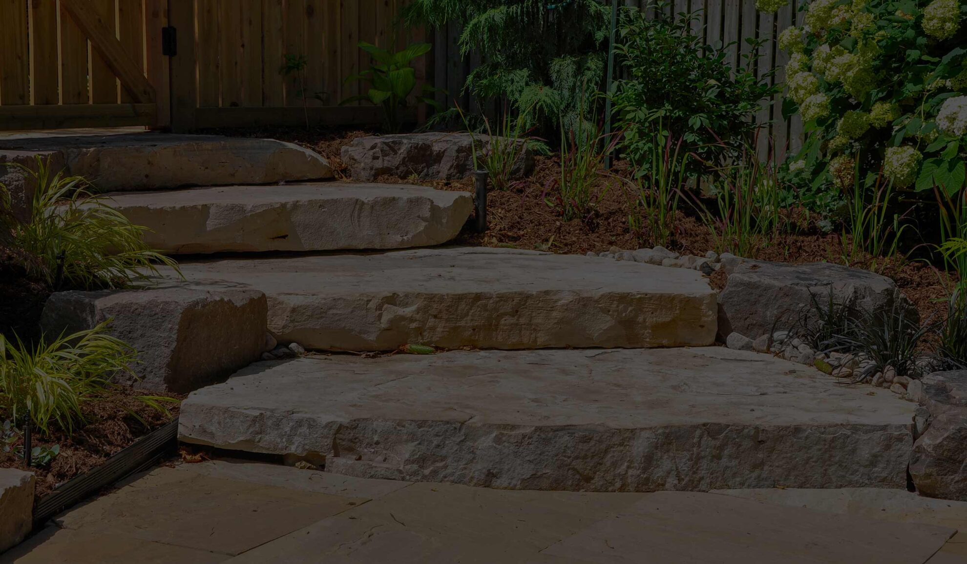 natural stone slabs installed at house front yard landscape overland park ks